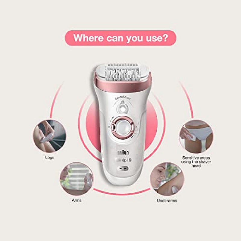 Braun Silk-epil 9-890 Epilator White pink