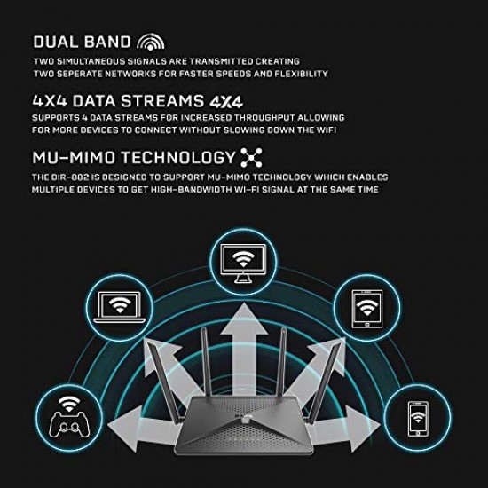 D-Link DIR 882 - AC2600 MU-MIMO Wi-Fi Router  4K Streaming and Gaming