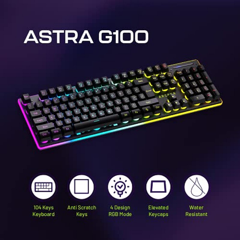 Archer Tech Lab Astra G100 Semi Mechanical Keyboard, Black