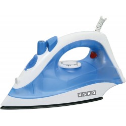 USHA ABS Steam Pro Si 3713, 1300 W Steam Iron, Powerful Steam Output Up to 18 G/Min, Non-Stick Soleplate (White & Blue), 1300 Watts