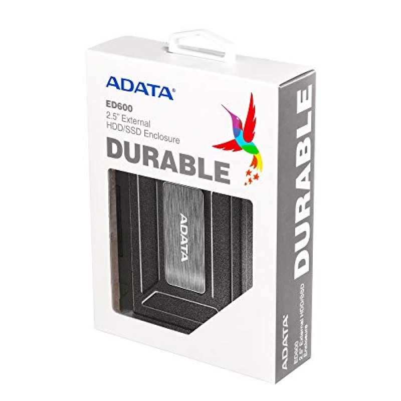 ADATA ED600 2.5 USB 3.2 Gen1 External Enclosure Cover Case for SSD and HDD - AED600-U31-CBK (Black)