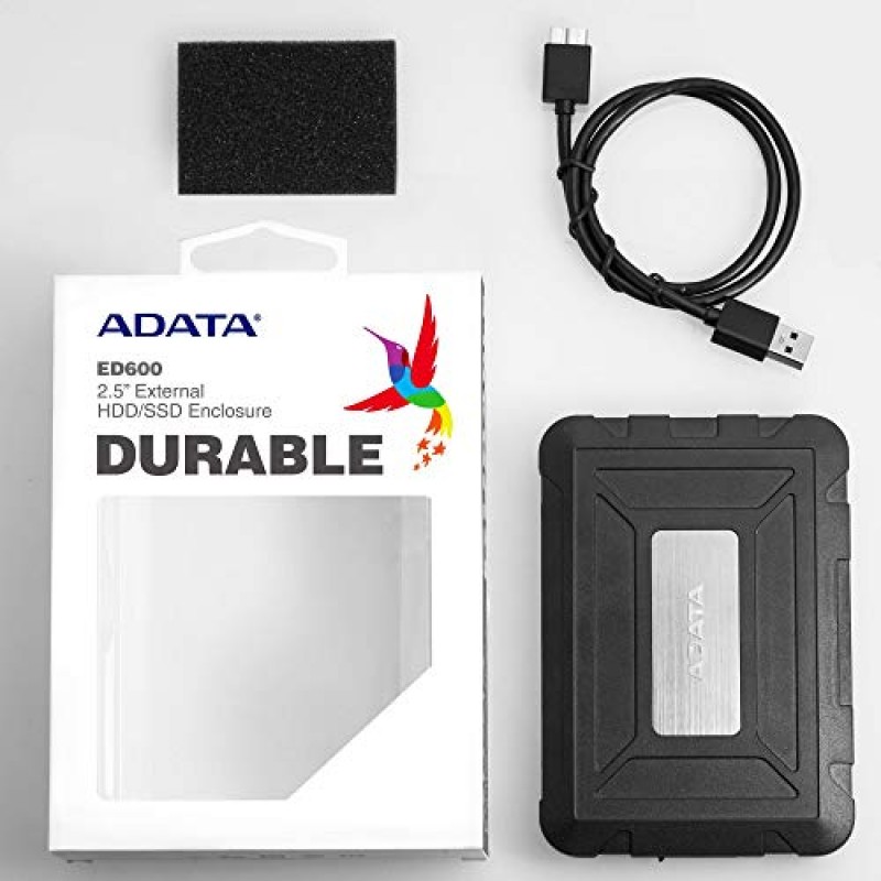 ADATA ED600 2.5 USB 3.2 Gen1 External Enclosure Cover Case for SSD and HDD - AED600-U31-CBK (Black)