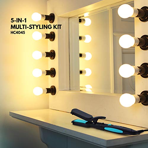 Havells HC4045 5-in-1 Multi Styling Kit - Straightener, Curler, Crimper, Conical Curler & Volume Brush For Multiple Hair Styles Blue Black Havells HC4045 5-in-1 Multi Styling Kit - Straightener, Curler, Crimper, Conical Curler & Volume Brush For Multiple Hair Styles Blue Black