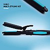 Havells HC4045 5-in-1 Multi Styling Kit - Straightener, Curler, Crimper, Conical Curler & Volume Brush For Multiple Hair Styles Blue Black