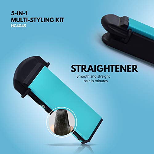 Havells HC4045 5-in-1 Multi Styling Kit - Straightener, Curler, Crimper, Conical Curler & Volume Brush For Multiple Hair Styles Blue Black Havells HC4045 5-in-1 Multi Styling Kit - Straightener, Curler, Crimper, Conical Curler & Volume Brush For Multiple Hair Styles Blue Black