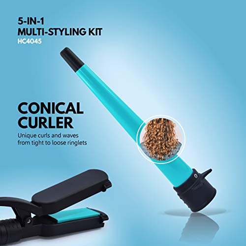 Havells HC4045 5-in-1 Multi Styling Kit - Straightener, Curler, Crimper, Conical Curler & Volume Brush For Multiple Hair Styles Blue Black Havells HC4045 5-in-1 Multi Styling Kit - Straightener, Curler, Crimper, Conical Curler & Volume Brush For Multiple Hair Styles Blue Black