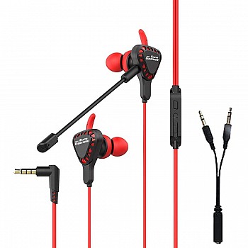 RPM Euro Games Wired in Ear Gaming Earphones with Mic for Mobile Phones, Pc, Ps4, Xbox One, Nintendo Switch - (Red)