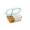 SignoraWare Slim High Microwave Safe Office Two Compartment Lunch Box Set Borosilicate Glass Safety Lock Airtight Tiffin Containers 600ml