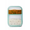 SignoraWare Slim High Microwave Safe Office Two Compartment Lunch Box Set Borosilicate Glass Safety Lock Airtight Tiffin Containers 600ml