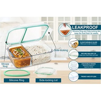 SignoraWare Slim High Microwave Safe Office Two Compartment Lunch Box Set Borosilicate Glass Safety Lock Airtight Tiffin Containers 600ml SignoraWare Slim High Microwave Safe Office Two Compartment Lunch Box Set Borosilicate Glass Safety Lock Airtight Tiffin Containers 600ml
