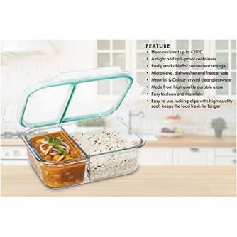 SignoraWare Slim High Microwave Safe Office Two Compartment Lunch Box Set Borosilicate Glass Safety Lock Airtight Tiffin Containers 600ml SignoraWare Slim High Microwave Safe Office Two Compartment Lunch Box Set Borosilicate Glass Safety Lock Airtight Tiffin Containers 600ml