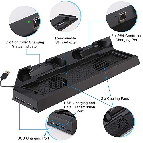 New World Vertical Stand with Cooling Fan Dual Charger Charging Dock for PS4 New World Vertical Stand with Cooling Fan Dual Charger Charging Dock for PS4