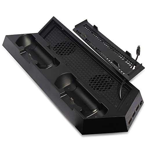 New World Vertical Stand with Cooling Fan Dual Charger Charging Dock for PS4 New World Vertical Stand with Cooling Fan Dual Charger Charging Dock for PS4