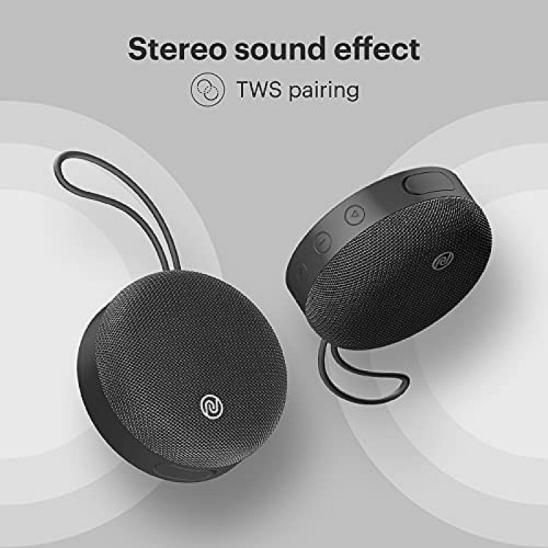 Noise Zest 5W Wireless Bluetooth Speaker, Voice Assistant with 8 hrs playtime, IPX7 water resistant and TWS - Coal Black