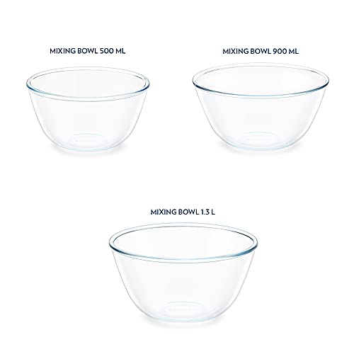 Borosil Glass Serving And Mixing Bowls With Lids, Oven and Microwave Safe Bowls, Set of 3 Borosilicate Glass, Clear