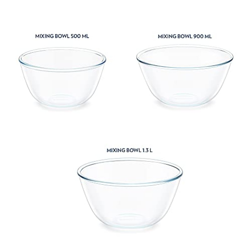 Borosil Glass Serving And Mixing Bowls With Lids, Oven and Microwave Safe Bowls, Set of 3 Borosilicate Glass, Clear