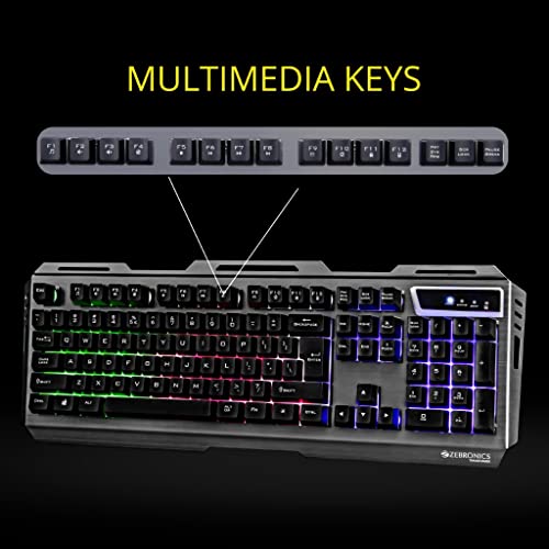 Zebronics Transformer Gaming Keyboard and Mouse Combo,Braided Cable,Durable Al body,Multimedia keys and Sensor with 3200 DPI(Black) Zebronics Transformer Gaming Keyboard and Mouse Combo,Braided Cable,Durable Al body,Multimedia keys and Sensor with 3200 DPI(Black)