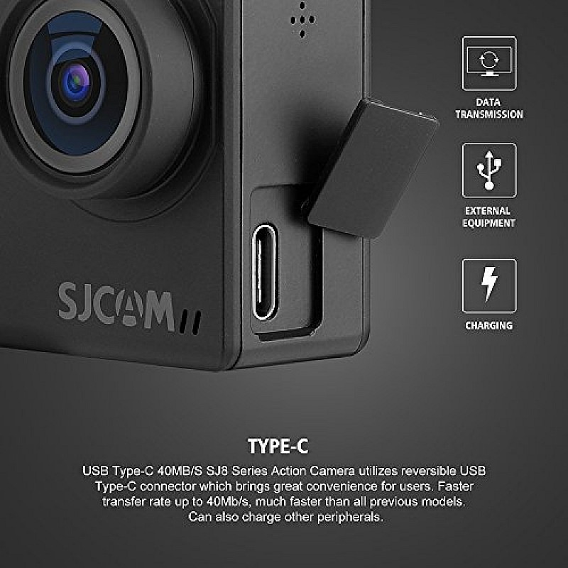 SJCAM SJ8 Pro 12 MP 4K 60fps 2.33" 30M Waterproof IPS Touch Screen Action Camera with 8X Digital Zoom (Black)