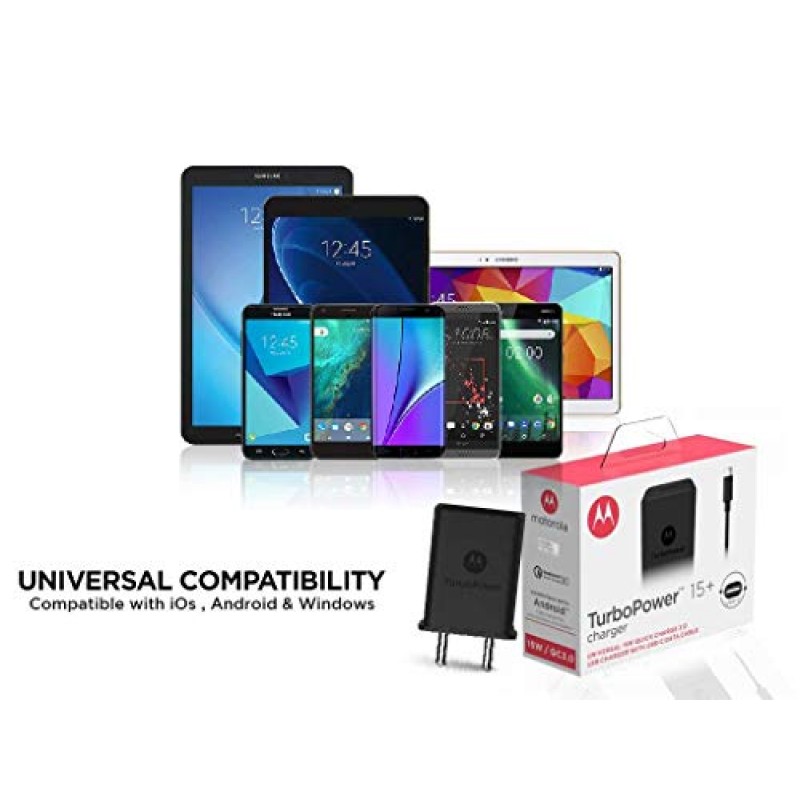 Motorola 15 W Single Port Wall Charger For Smartphones, Tablets, Digital Cameras With Usb Type C Cable - Black Motorola 15 W Single Port Wall Charger For Smartphones, Tablets, Digital Cameras With Usb Type C Cable - Black