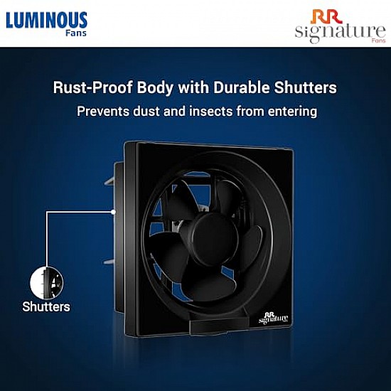 Luminous Vento Deluxe 250 mm Exhaust Fan For Kitchen Rust Proof Body and Dust Protection Shutter Black