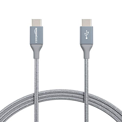 AmazonBasics Double Braided Nylon USB Type-C to Type-C 2.0 Cable, Charging Adapter, Smartphone 6 feet, Dark Grey AmazonBasics Double Braided Nylon USB Type-C to Type-C 2.0 Cable, Charging Adapter, Smartphone 6 feet, Dark Grey