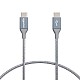 AmazonBasics Double Braided Nylon USB Type-C to Type-C 2.0 Cable, Charging Adapter, Smartphone 6 feet, Dark Grey