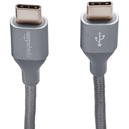 AmazonBasics Double Braided Nylon USB Type-C to Type-C 2.0 Cable, Charging Adapter, Smartphone 6 feet, Dark Grey AmazonBasics Double Braided Nylon USB Type-C to Type-C 2.0 Cable, Charging Adapter, Smartphone 6 feet, Dark Grey