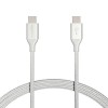 AmazonBasics Double Braided Nylon USB Type-C to Type-C 2.0 Cable, Charging Adapter, Smartphone 6 feet, Dark Grey