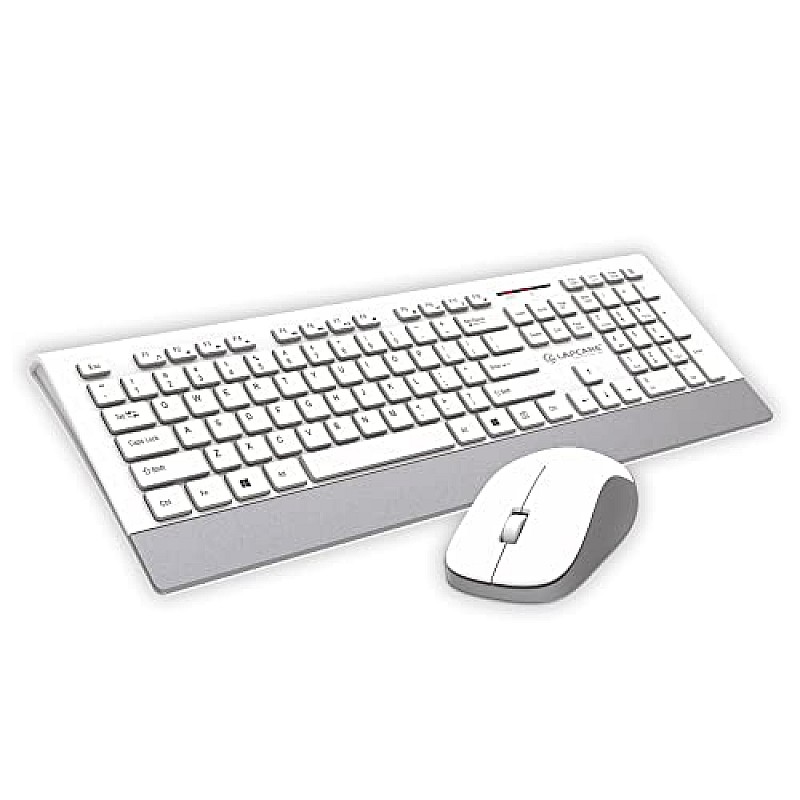 Lapcare Smartoo Wireless Membraned Keyboard and 1200 DPI Mouse Combo with Auto Sleep (White/Silver)