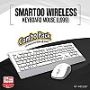 Lapcare Smartoo Wireless Membraned Keyboard and 1200 DPI Mouse Combo with Auto Sleep (White/Silver)