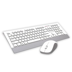 Lapcare Smartoo Wireless Membraned Keyboard and 1200 DPI Mouse Combo with Auto Sleep (White/Silver)