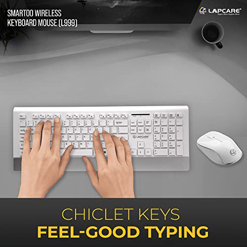 Lapcare Smartoo Wireless Membraned Keyboard and 1200 DPI Mouse Combo with Auto Sleep (White/Silver) Lapcare Smartoo Wireless Membraned Keyboard and 1200 DPI Mouse Combo with Auto Sleep (White/Silver)