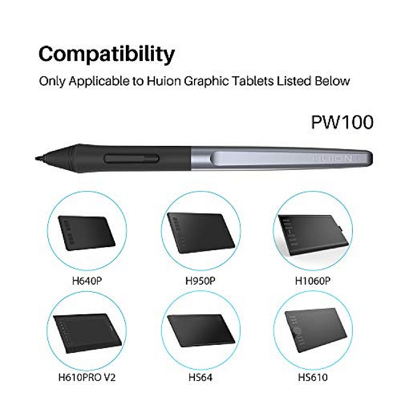 Huion PW100 Battery-Free Stylus Pen for Huion Drawing Graphics Tablet  H640P H950P H1060P H1161 HS64 HS610 Writing Tablet