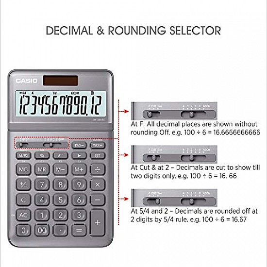 Casio JW-200SC-GY Premium & Stylish Calculator (Grey)