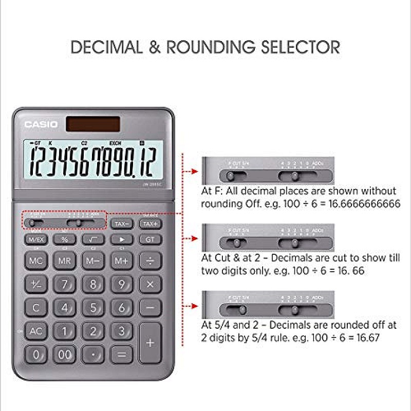 Casio JW-200SC-GY Premium & Stylish Calculator (Grey)