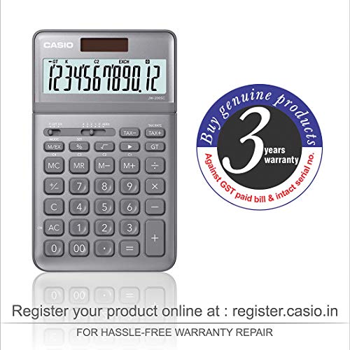 Casio JW-200SC-GY Premium & Stylish Calculator (Grey) Casio JW-200SC-GY Premium & Stylish Calculator (Grey)
