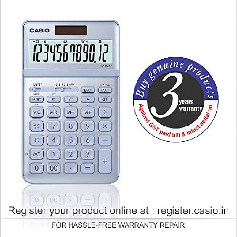 Casio JW-200SC-BU Premium & Stylish Calculator (Light Blue)