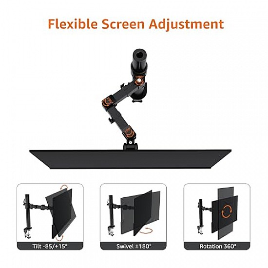 AmazonBasics Monitor Stand, Height Adjustable Arm Mount- Steel