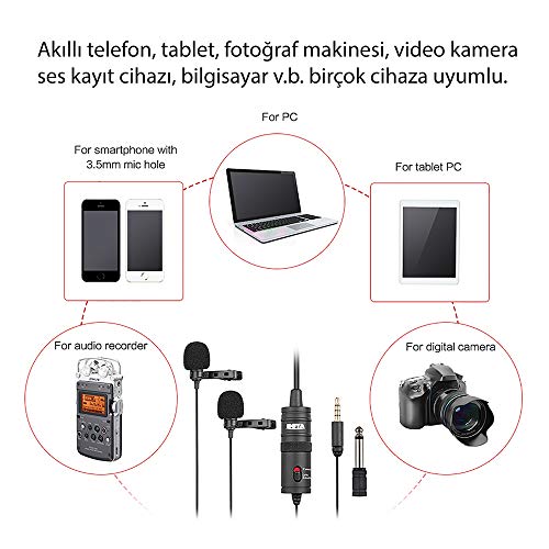 AIRTREE BY-M1DM Dual Lavalier Mic, 13ft Cable for Cameras AIRTREE BY-M1DM Dual Lavalier Mic, 13ft Cable for Cameras