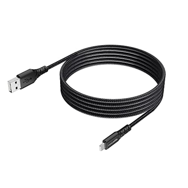 AmazonBasics USB A to Lightning PVC Molded Nylon MFi Certified Charging Cable (Black, 1.2 meter)