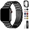 Fullmosa Compatible Apple Watch Band 42mm 44mm 45mm 38mm 40mm 41mm, Stainless Steel  Black (Watch not Included)