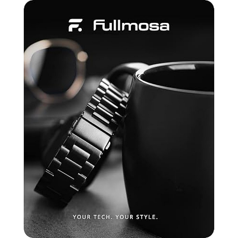 Fullmosa Compatible Apple Watch Band 42mm 44mm 45mm 38mm 40mm 41mm, Stainless Steel  Black (Watch not Included)