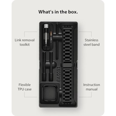 Fullmosa Compatible Apple Watch Band 42mm 44mm 45mm 38mm 40mm 41mm, Stainless Steel Black (Watch not Included) Fullmosa Compatible Apple Watch Band 42mm 44mm 45mm 38mm 40mm 41mm, Stainless Steel Black (Watch not Included)