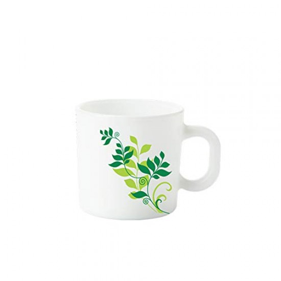 Larah by BOROSIL Fern Opalware Mug Set of 1 Tea Coffee Mugs, 100 ml Each Gifting White
