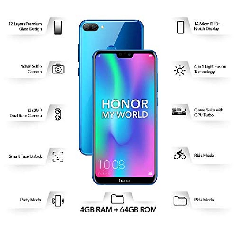 Honor 9N Blue, 4GB RAM, 64GB Storage Refurbished