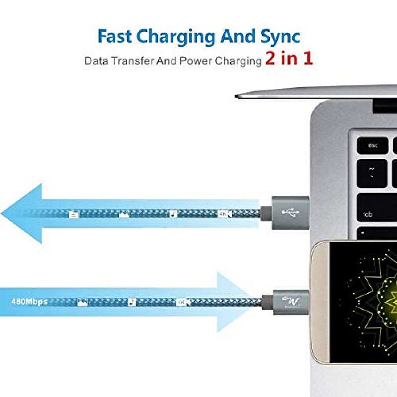 Wayona USB Type C 65W Fast Charger Cable Fast Charging USB C Data Cable Compatible for Samsung Galaxy  (3 FT Pack of 1, Grey)