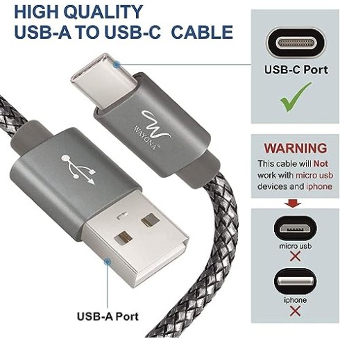 Wayona USB Type C 65W Fast Charger Cable Fast Charging USB C Data Cable Compatible for Samsung Galaxy (3 FT Pack of 1, Grey) Wayona USB Type C 65W Fast Charger Cable Fast Charging USB C Data Cable Compatible for Samsung Galaxy (3 FT Pack of 1, Grey)