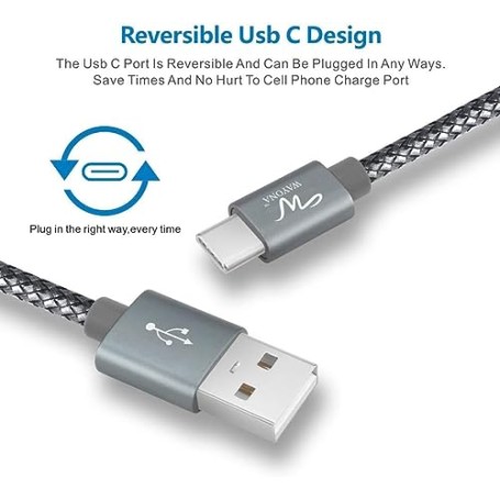 Wayona USB Type C 65W Fast Charger Cable Fast Charging USB C Data Cable Compatible for Samsung Galaxy (3 FT Pack of 1, Grey) Wayona USB Type C 65W Fast Charger Cable Fast Charging USB C Data Cable Compatible for Samsung Galaxy (3 FT Pack of 1, Grey)
