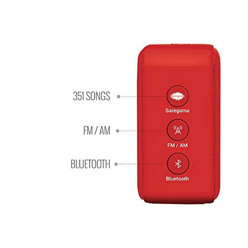 Carvaan Saregama Mini Hindi 2.0- Music Player with Bluetooth/FM/AM/AUX (Sunset Red)