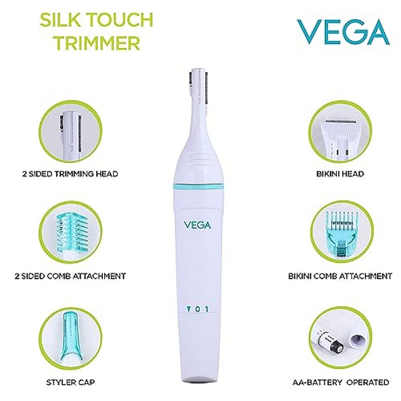 VEGA Silk Touch Eyebrow, Underarms And  Bikini Trimmer for Women, (VHBT-01)